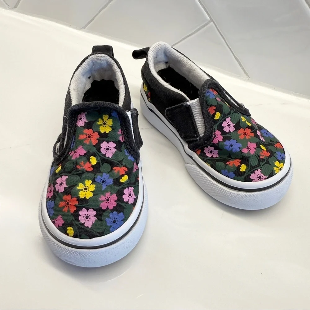 Vans Kids Girls Floral Slip-On Shoes Multicolor Size 5 Casual Canvas Toddler